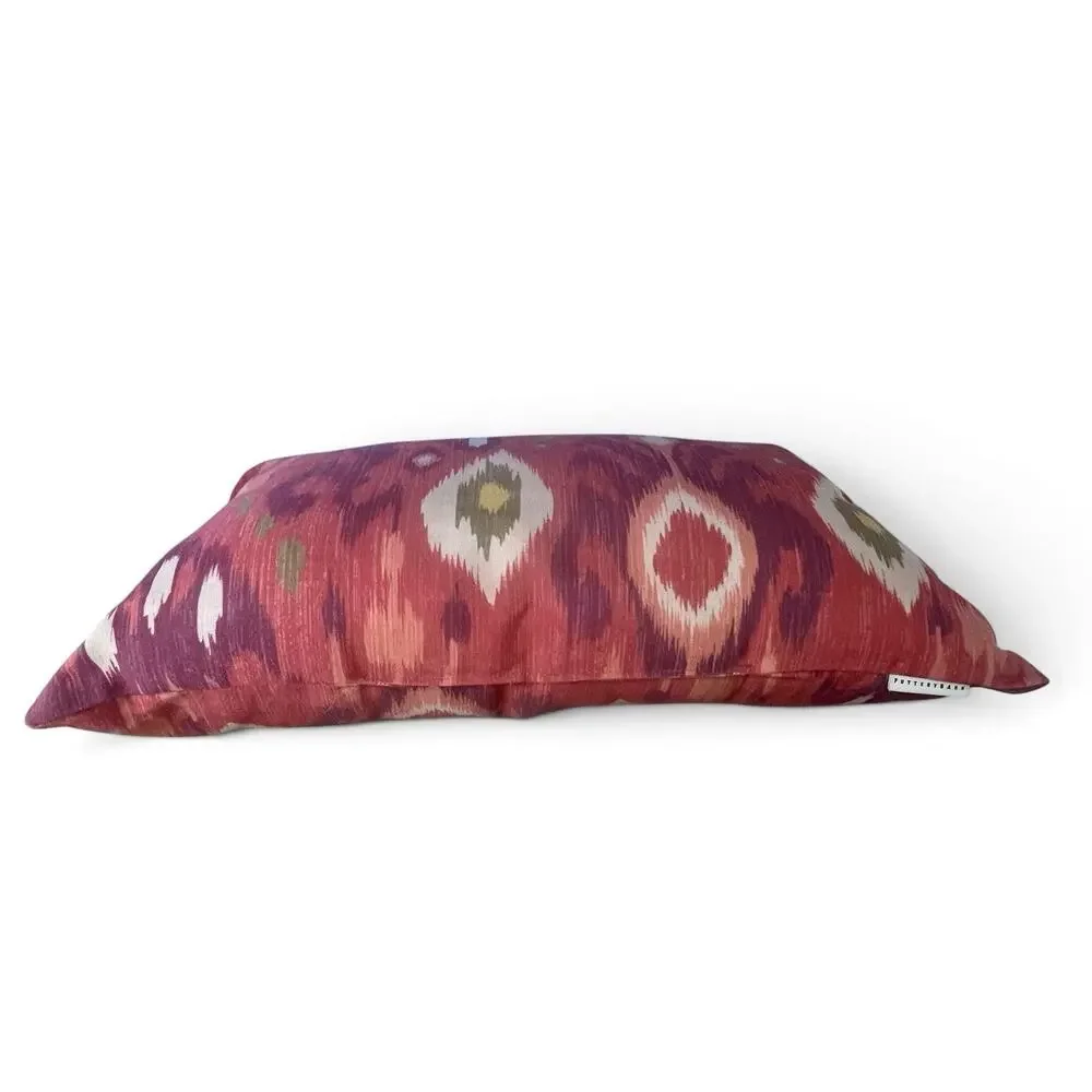 Pottery Barn Ikat Lumbar Pillow 26x18 Boho Global Coral Accent Pillow Southwest